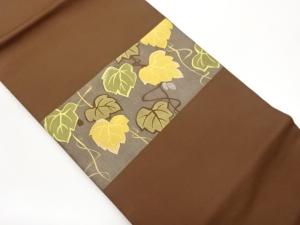 塩瀬横段に葉模様刺繍名古屋帯